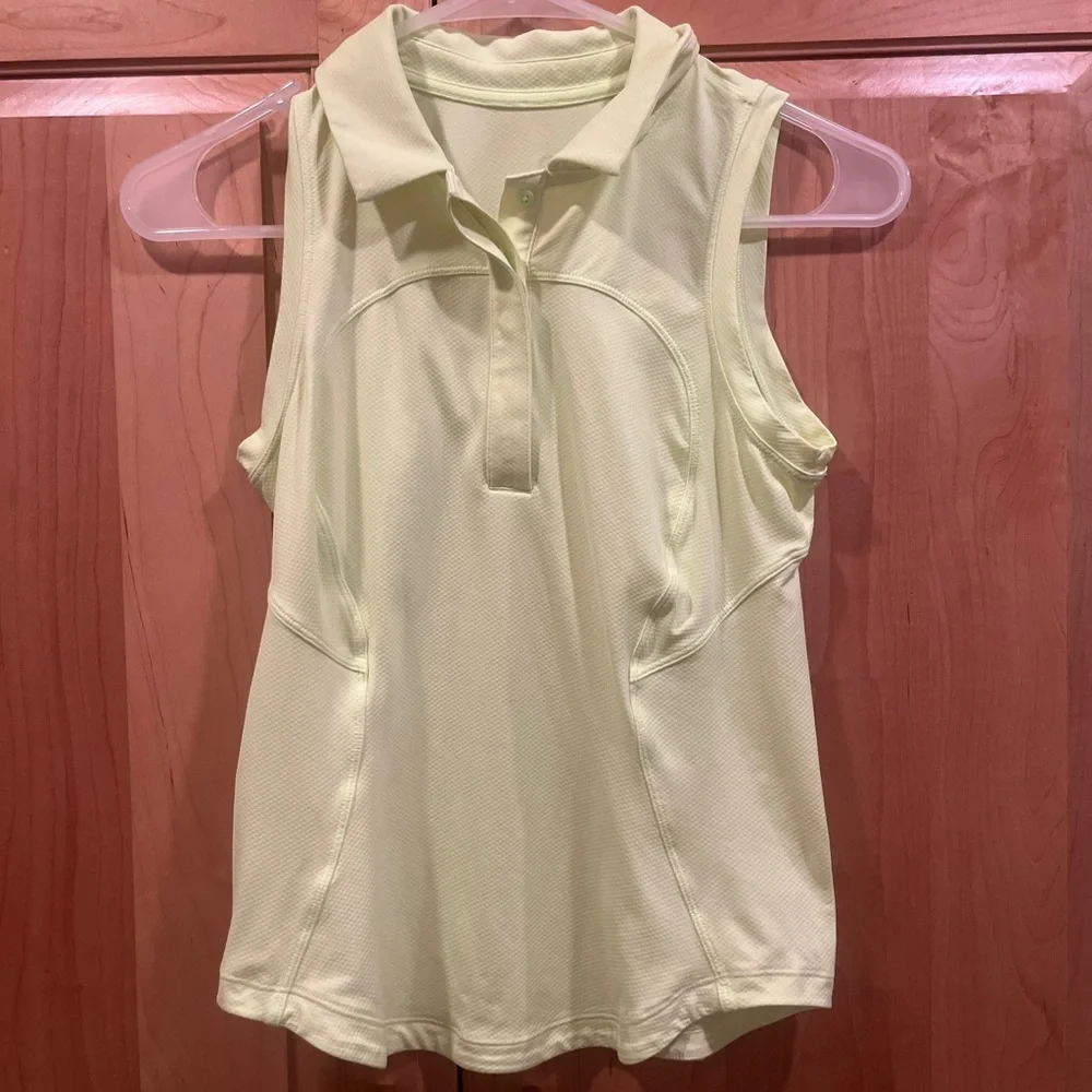Lululemon Quick-Dry Sleeveless Polo, Size 0, “Electric Lemon” - Picture 5 of 5